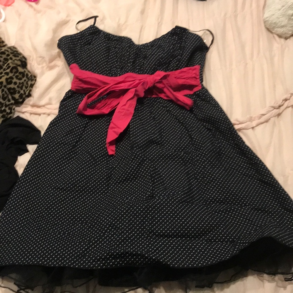 black and white polka dot dress